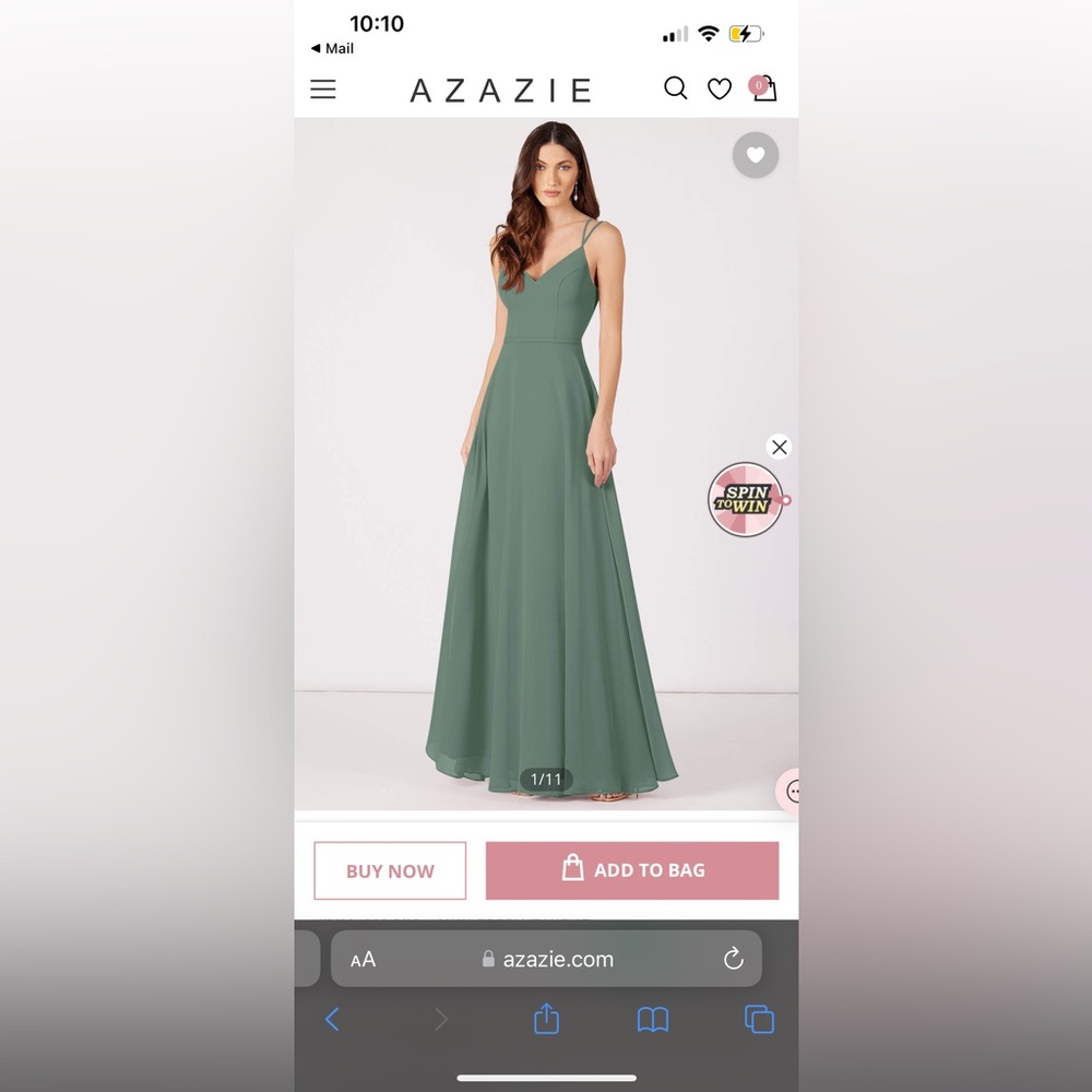 Azazie Janine bridesmaid dress in eucalyptus